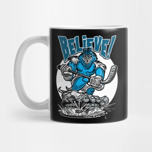 Believe Bigfoot Hockey Player Mascot Mug